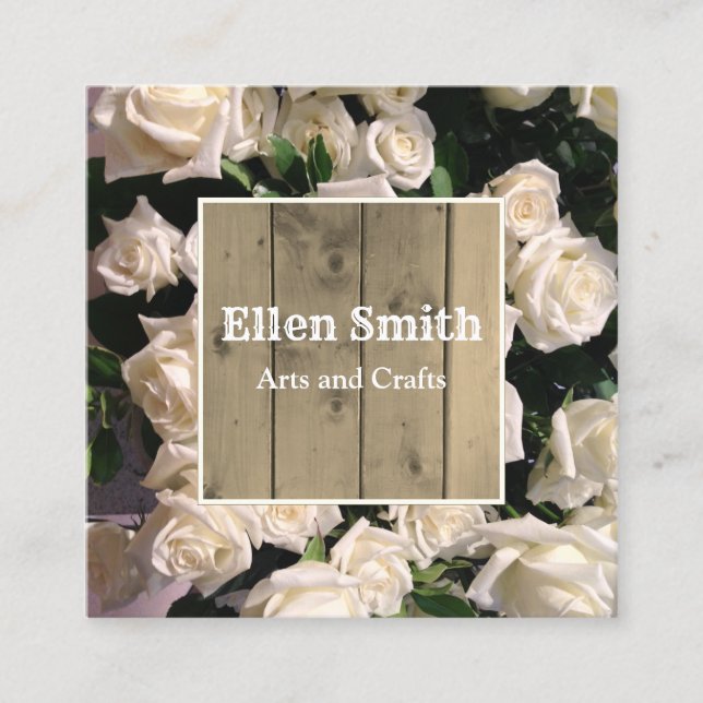 Cartão De Visita Quadrado Rosa Floral Design russo (Frente)