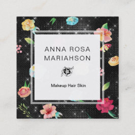 Cartão De Visita Quadrado ** Rosa Floral moderno - Diminuição do brilho da p