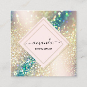 Cartão De Visita Quadrado Rosa profissional - Rosa de beleza do quadro