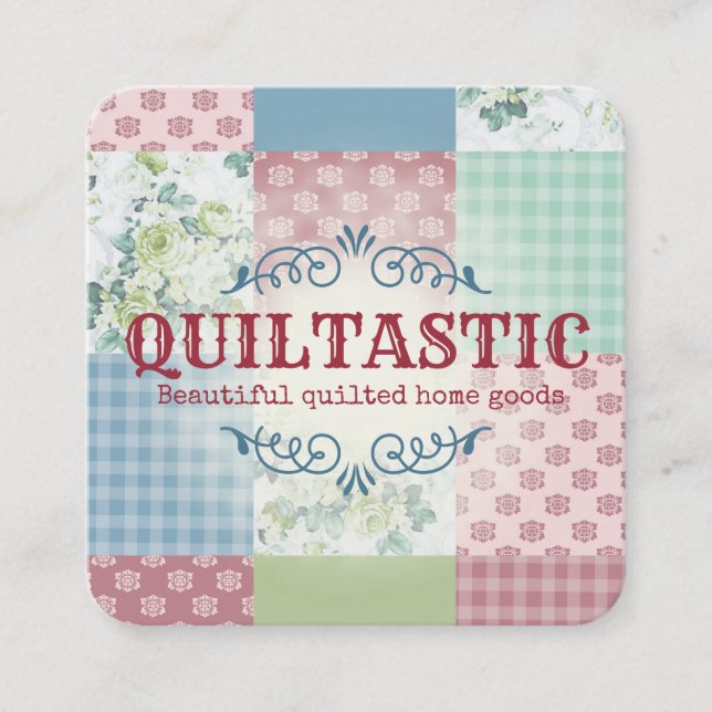 Cartão De Visita Quadrado rosas de vindima, colchetes, colchetes (Frente)