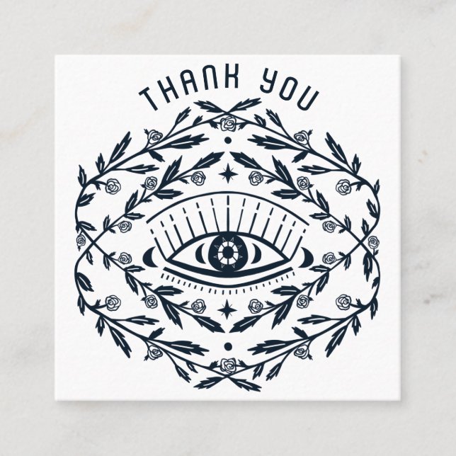 Cartão De Visita Quadrado Rosas Místicos OBRIGADOS Sociais de QR Boho Mágico (Frente)