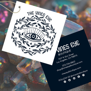 Cartão De Visita Quadrado Rosas Oculares Místicos Vinha Boho Tag Personaliza