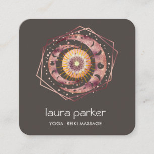 Cartão De Visita Quadrado Rosegold Crescent Moon Mystic Lotus Eye Celestial