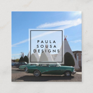 Cartão De Visita Quadrado Rota 66 Turismo De Viagem De Fotografia Retro TeeP