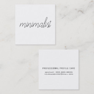 Cartão De Visita Quadrado roteiro fino elegante minimalista no branco