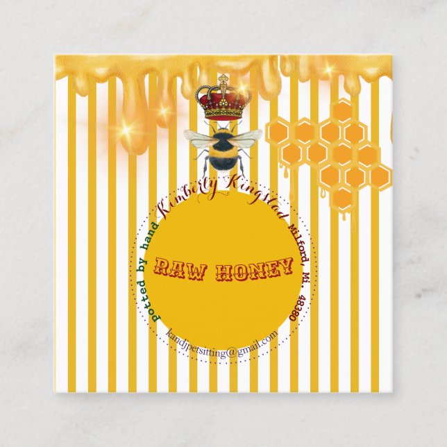 Cartão De Visita Quadrado rótulo de mel cru tão bonito (Frente)
