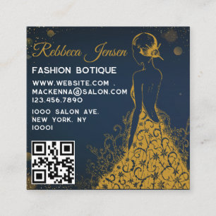 Cartão De Visita Quadrado Roupa de Luxo do Designer de Moda com Lantejoulas