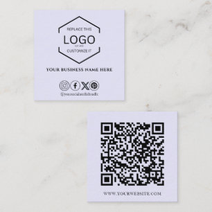 Cartão De Visita Quadrado Roxo Lilac do Código QR de Mídia Social Mínima Mod