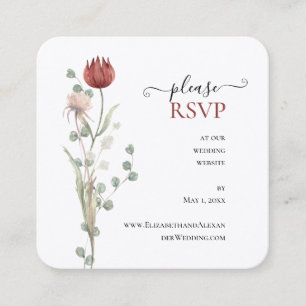 Cartão De Visita Quadrado RSVP de Website de Casamento Floral Primavera