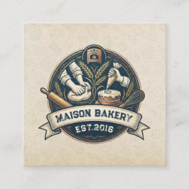 Cartão De Visita Quadrado Rustic Bakery Store Pastry Dessert Sweet Cake Shop