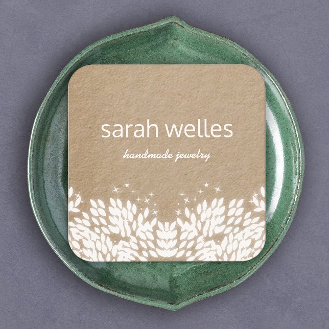 Cartão De Visita Quadrado Rústica Cega Deixa Criativo Designer Praça Kraft (Criador carregado)