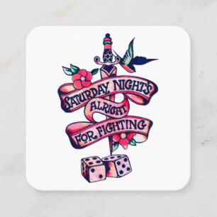 Cartão De Visita Quadrado Sábado à Noite está bem para lutar