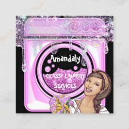 Cartão De Visita Quadrado Sabão de código QR do Serviço de Limpeza de Lavage