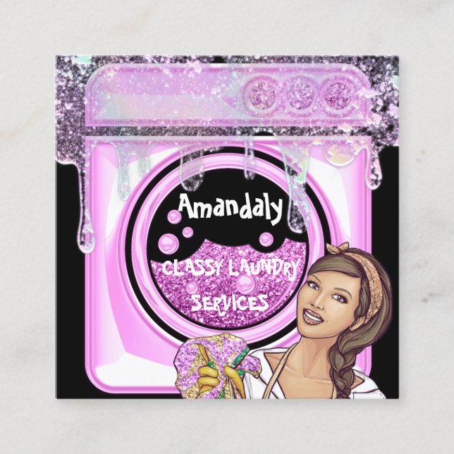 Cartão De Visita Quadrado Sabão de código QR do Serviço de Limpeza de Lavage (Frente)