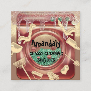 Cartão De Visita Quadrado Sabão Dourado do Soap do Código QR do Serviço d