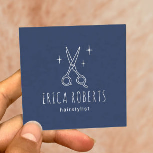 Cartão De Visita Quadrado Salão de Bela Tesoura Minimalista de Stylist de Ca