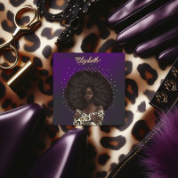 Salão de Cabelo Americano Leopardo Dourado e roxo