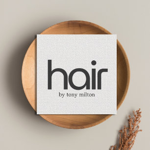 Cartão De Visita Quadrado Salão de Cabelo Branco Preto Mínimo