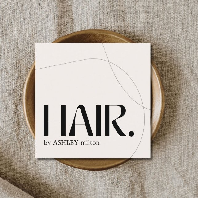 Cartão De Visita Quadrado Salão de Cabelo de Abstrato Beige Pale Moderno (Criador carregado)