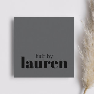 Cartão De Visita Quadrado Salão de Cabelo Negro de Cinzas Negras Minimalista