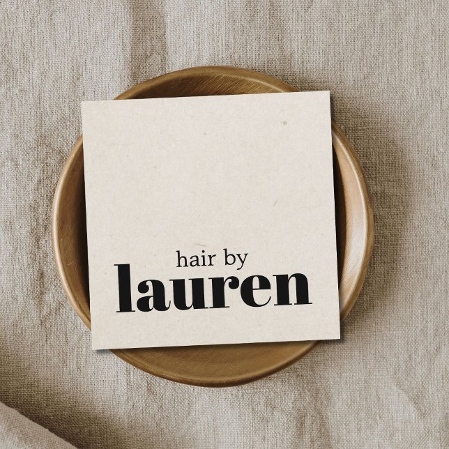 Cartão De Visita Quadrado Salão de Cabelo Negro Natural Mínimo (Criador carregado)