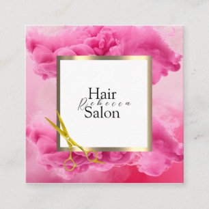 Cartão De Visita Quadrado Salão de Cabelo Tipografia Colorida Estilista Mode