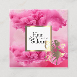 Cartão De Visita Quadrado Salão de Cabelo Tipografia Colorida Estilista Mode