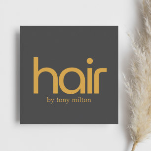 Cartão De Visita Quadrado Salão de Cinzas Escuras do Ouro Elegante Minimalis