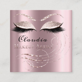Cartão De Visita Quadrado Salon Makeup Artist Appoint Card Rosa Rosa Rosa