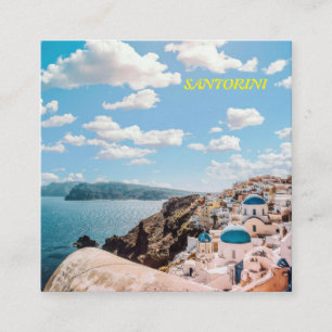 Cartão De Visita Quadrado Santorini, Grécia Beach House