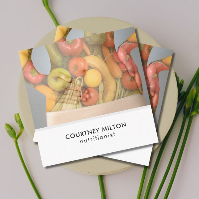 Cartão De Visita Quadrado Saúde elegante moderna do nutricionista da foto (Criador carregado)