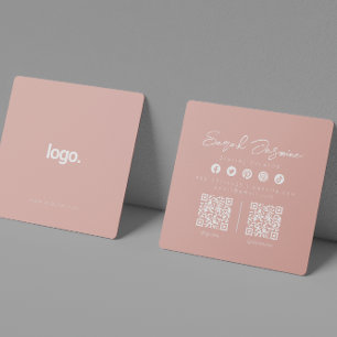 Cartão De Visita Quadrado Scannable Influencer Moderno Minimalista de Pastel