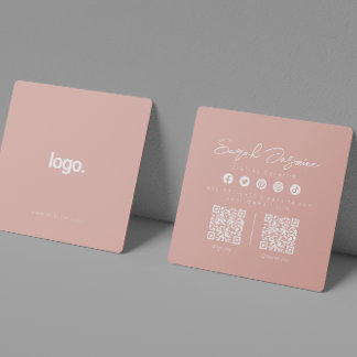 Cartão De Visita Quadrado Scannable Influencer Moderno Minimalista de Pastel