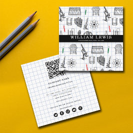 Cartão De Visita Quadrado Science Chemistry Scientist QR Code Social Media