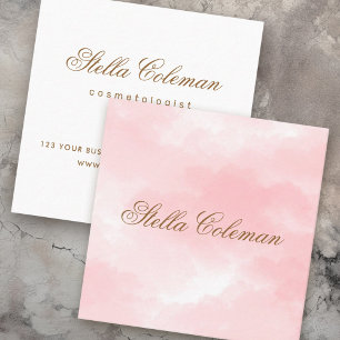 Cartão De Visita Quadrado Script de caligrafia romântica rosa