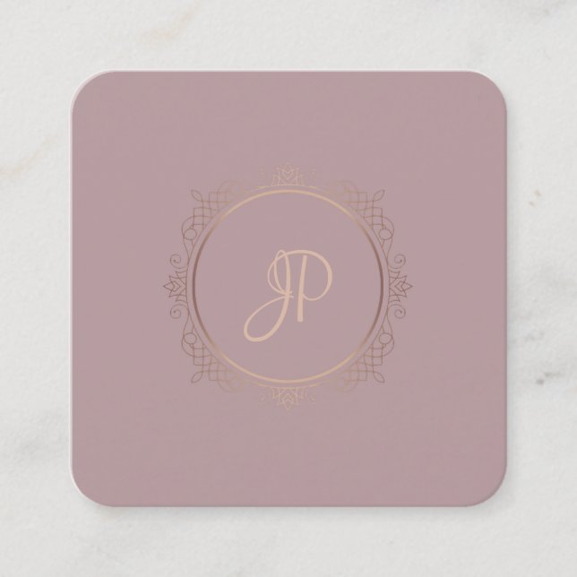 Cartão De Visita Quadrado Script de manuscrito de Design de elite, Modelo mo (Frente)