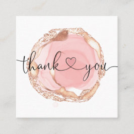 Cartão De Visita Quadrado script moderno, obrigado cor-de-rosa, cor-de-rosa,