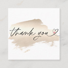 Cartão De Visita Quadrado script moderno, obrigado cor-de-rosa, cor-de-rosa,