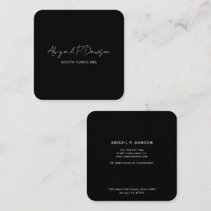 Cartão De Visita Quadrado Script Personalizado de Empresa Corporativa Preta