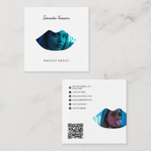 Cartão De Visita Quadrado Script Professional Makeup Artist 2 Fotografias Lá