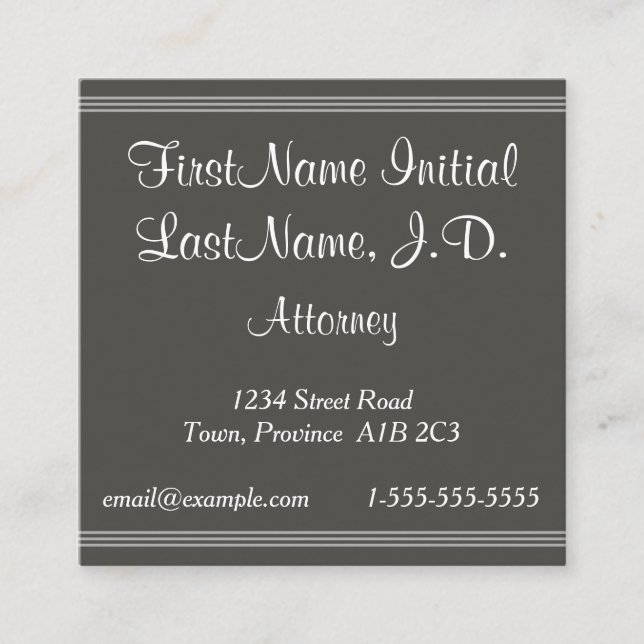 Cartão De Visita Quadrado Script Text Attorney Business Card (Frente)