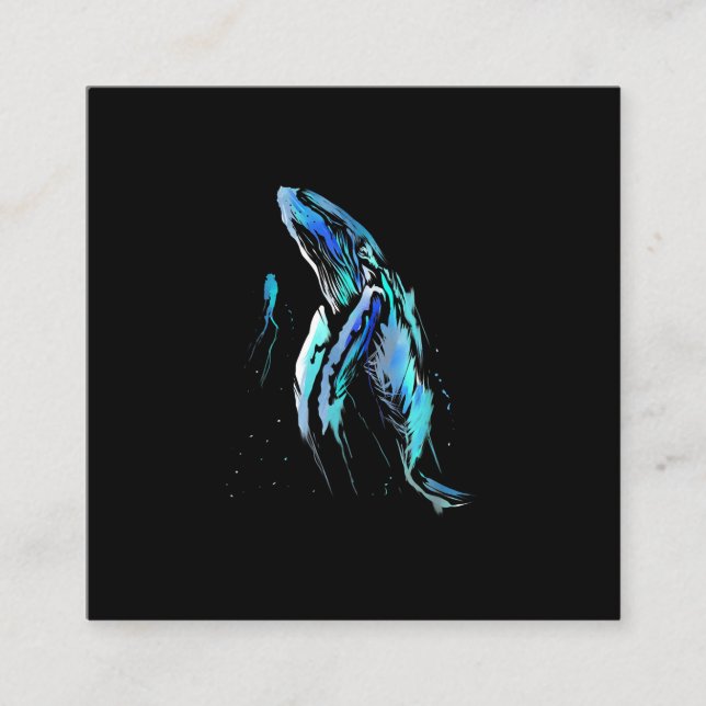Cartão De Visita Quadrado Scuba Diver Humpback Baleia Nadando Presente (Frente)
