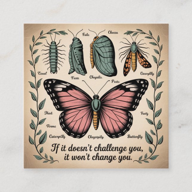 Cartão De Visita Quadrado Se Não Desafia Você, Não Vai Mudar Você (Frente)