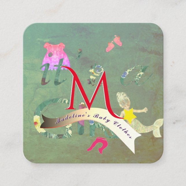 Cartão De Visita Quadrado Seamstress Baby Clothes Business (Frente)