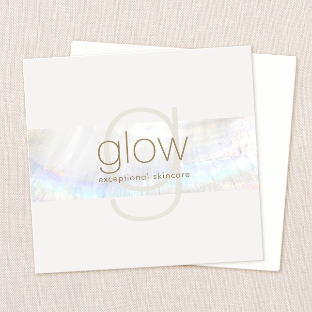 Cartão De Visita Quadrado Seashell de Monograma Elegante Moderno Branco (Criador carregado)