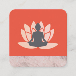 Cartão De Visita Quadrado Sentado Flor de Lotus Marbled