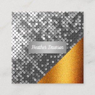 Cartão De Visita Quadrado Sequin e Glitter