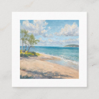 Cartão De Visita Quadrado Serene Coastal Morning Impressionist Beach Art