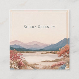 Cartão De Visita Quadrado Serene Desert Bloom Landscape Gold Frame Rustic