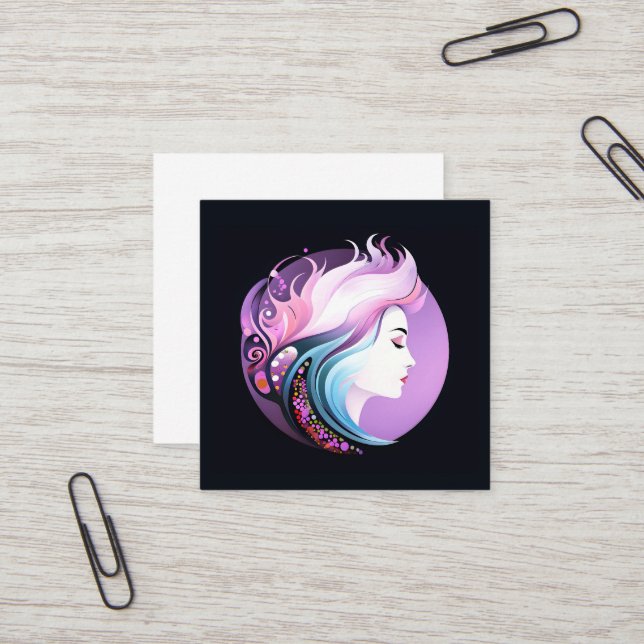 Cartão De Visita Quadrado "Serenidade no Estilo" Beleza das Mulheres (Frente/Verso In Situ)